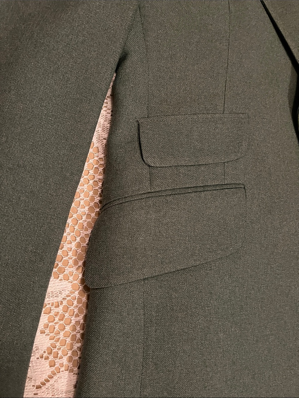 1970s The Attic Union Made Longline Suit Set, Sage Green, Size M Tall - Picture 3 of 14